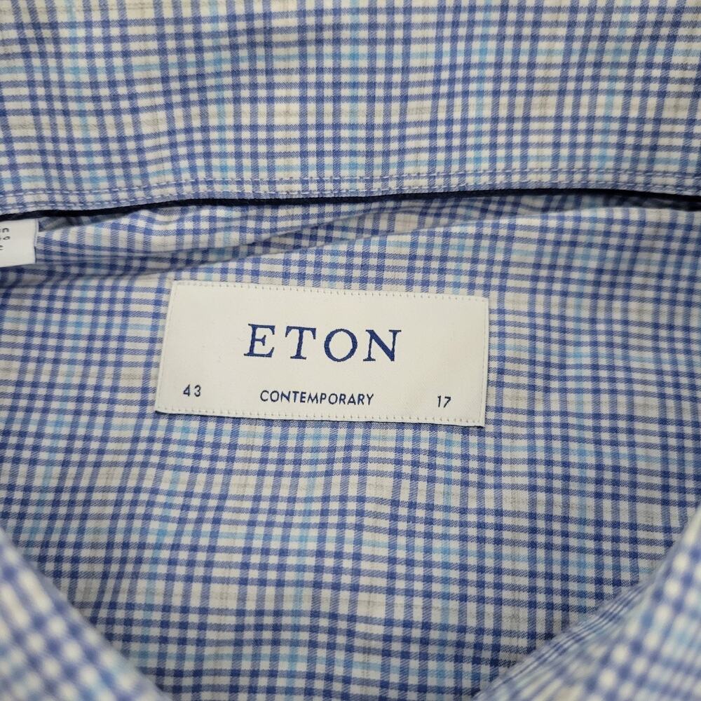 Eton Contemporary Fit Button Down Shirt Cotton Fine Twill Melange Shirt 17/43 - Picture 7 of 9